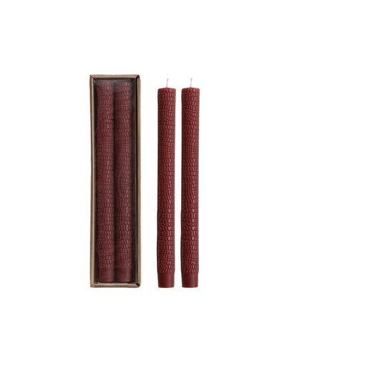 Unscented Animal Print Pattern Taper Candles in Box, Brown, Set of 2