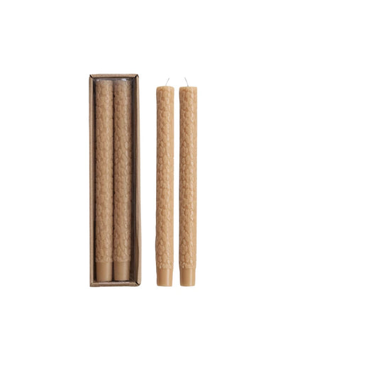 Unscented Animal Print Pattern Taper Candles in Box, Cream, Set of 2