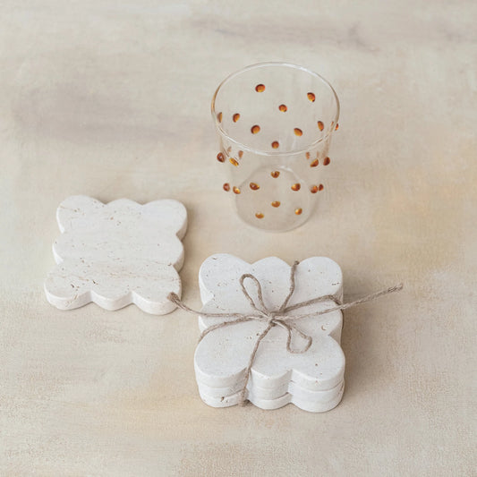 Tavertine Coasters w/ Scalloped Edge, set of 4