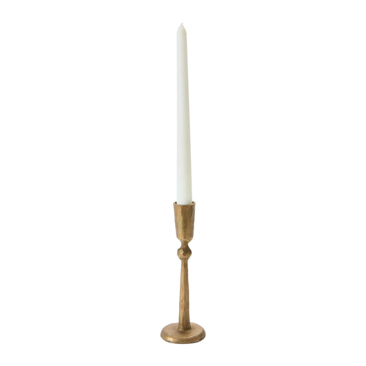 Slim Hand Forged Iron Taper Holder, Antique Brass Finish