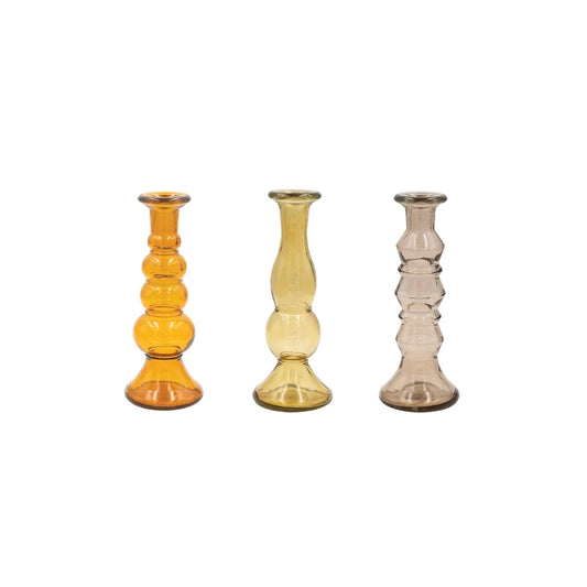 Recycled Glass Taper Holder, 3 Colors, 3 Styles