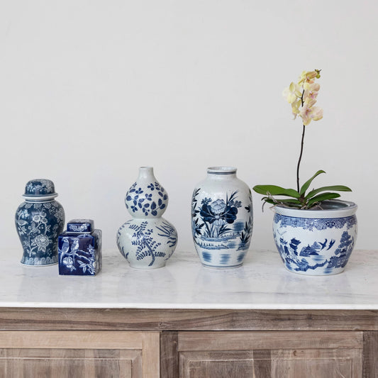 Hand-Painted Stoneware Vase