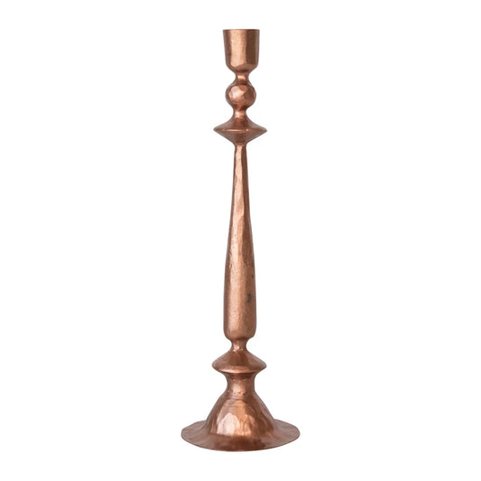 11.75" Hand-Forged Cast Iron Taper Holder, Copper Finish