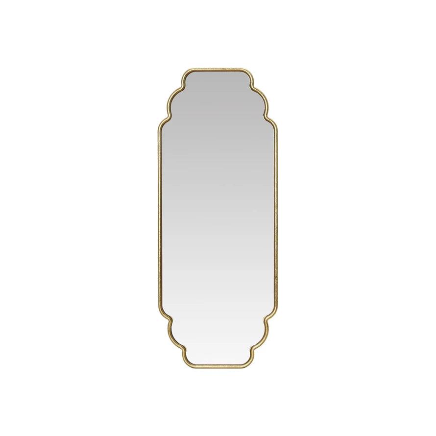 Metal Framed Scalloped Wall Mirror, Gold Finish
