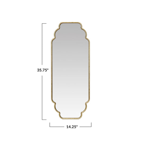 Metal Framed Scalloped Wall Mirror, Gold Finish