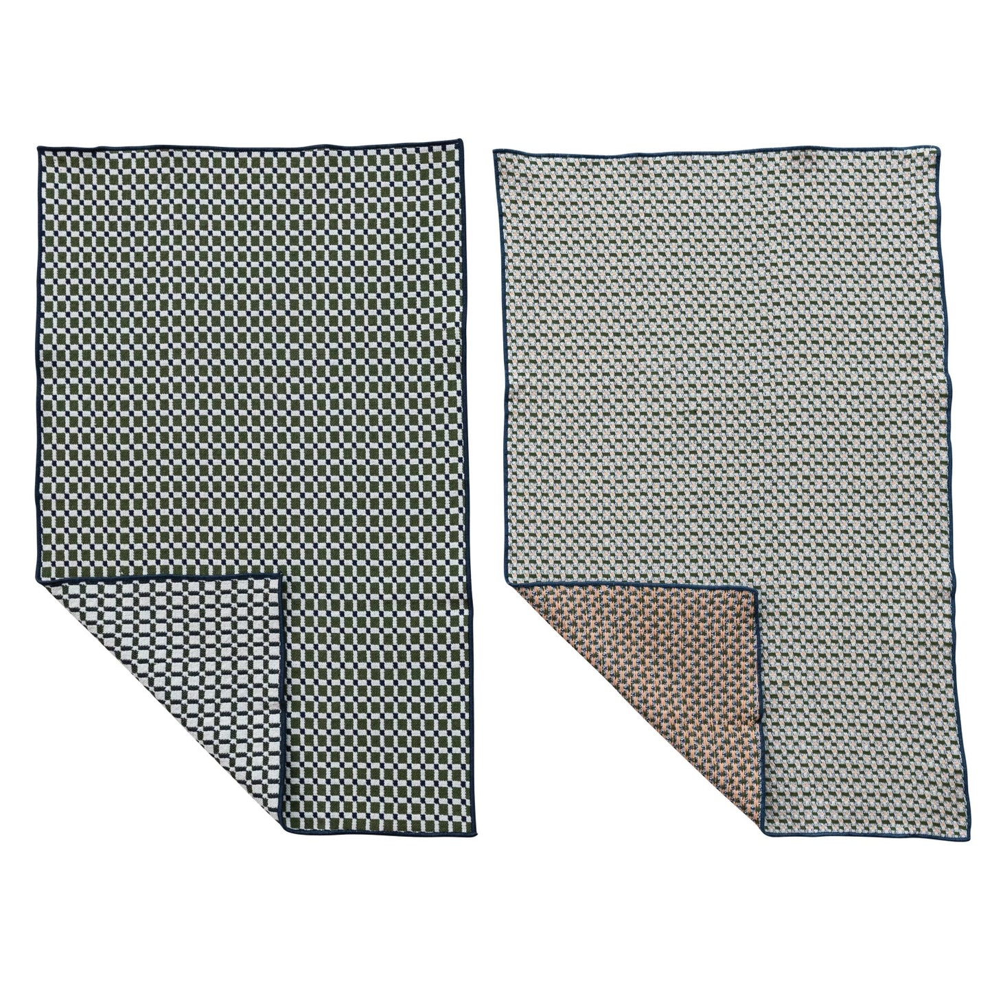 Woven Cotton Tea Towel with Pattern & Stitched Edge, 2 Styles
