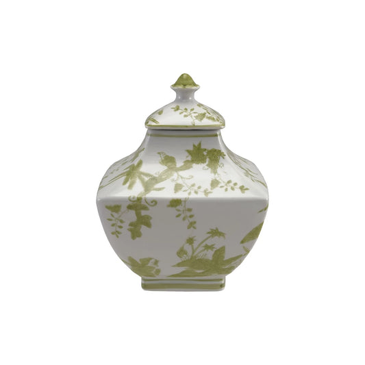 Hand-Painted Stoneware Jar with Botanicals