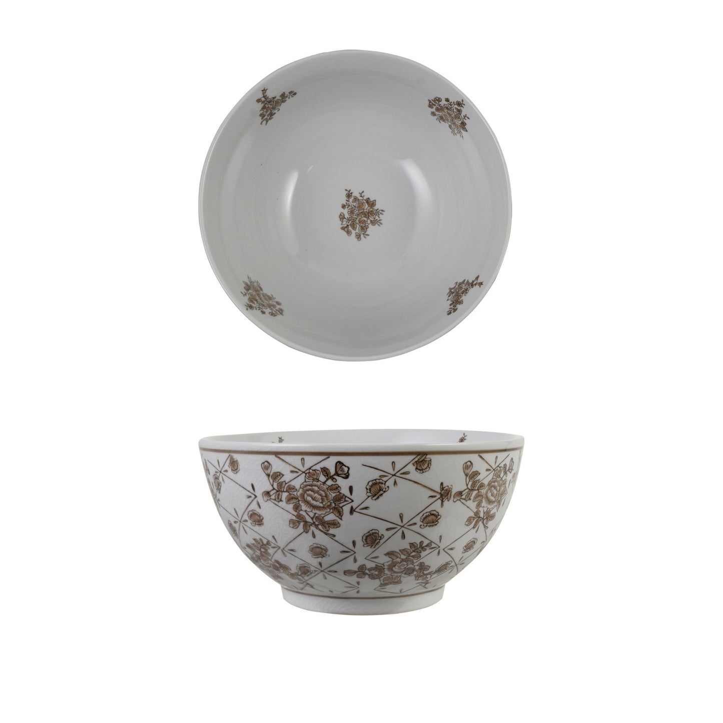 Brown & White Stoneware Bowl