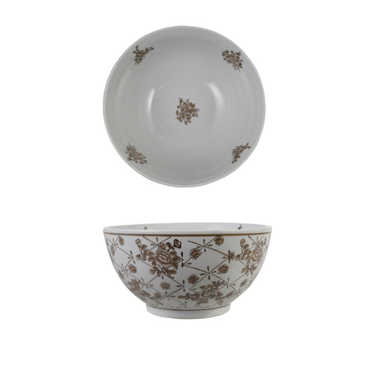 Brown & White Stoneware Bowl