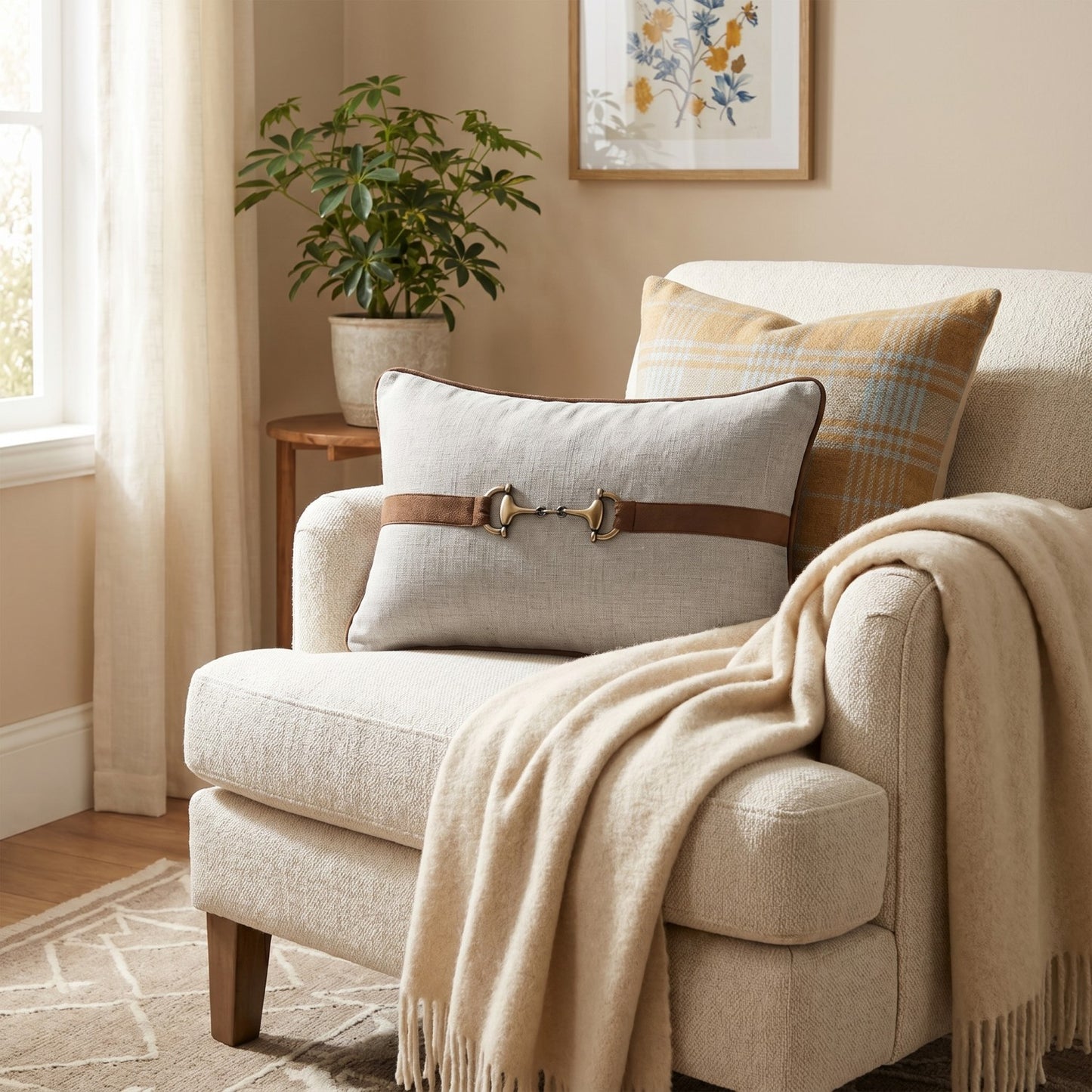 Linen Lumbar Pillow w/ Belt Buckle