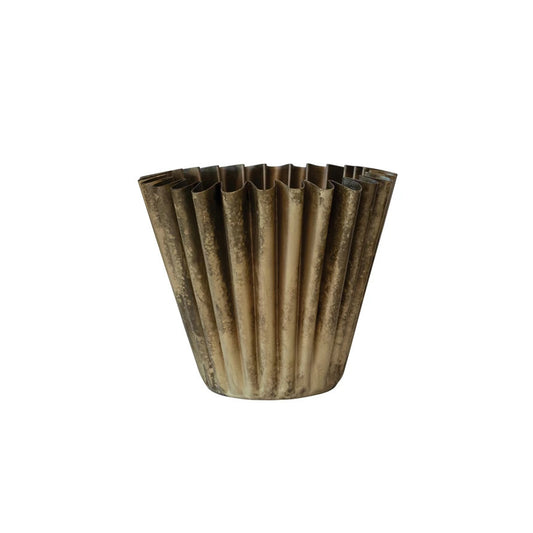 Fluted Metal Planter, Brass Finish - 2 sizes