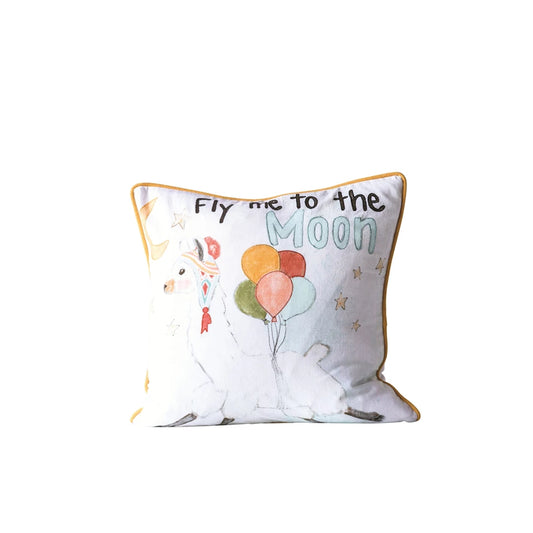18" Fly Me To the Moon Cotton Pillow