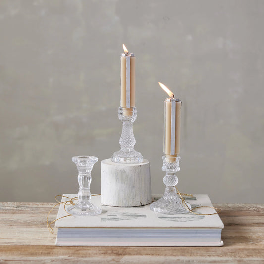 Pressed Glass Taper Holder, 3 styles