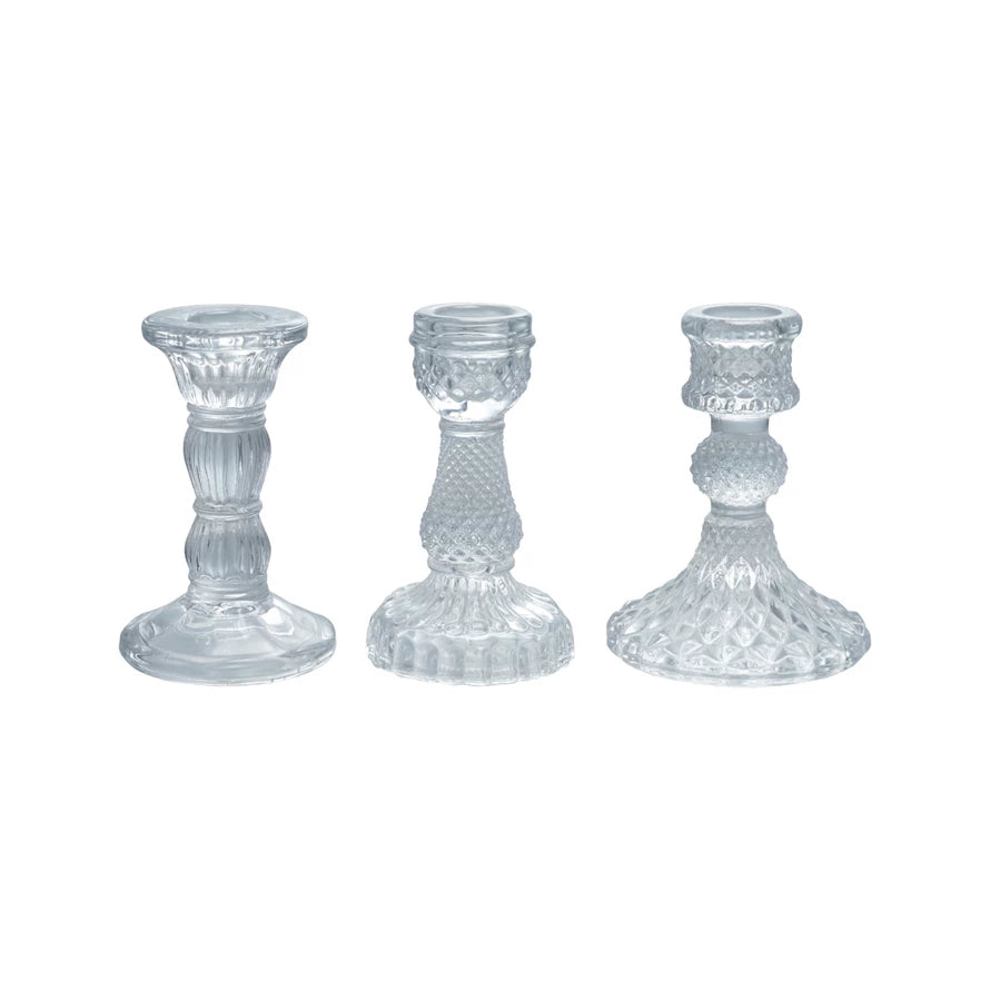 Pressed Glass Taper Holder, 3 styles