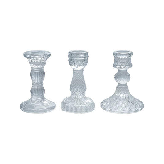 Pressed Glass Taper Holder, 3 styles