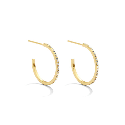 Large Delicate Pave Hoop Earrings, 3 Colors