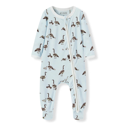 Milkbarn Zipper Footed Romper Goose