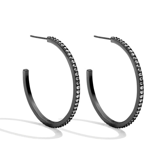 Large Delicate Pave Hoop Earrings, 3 Colors