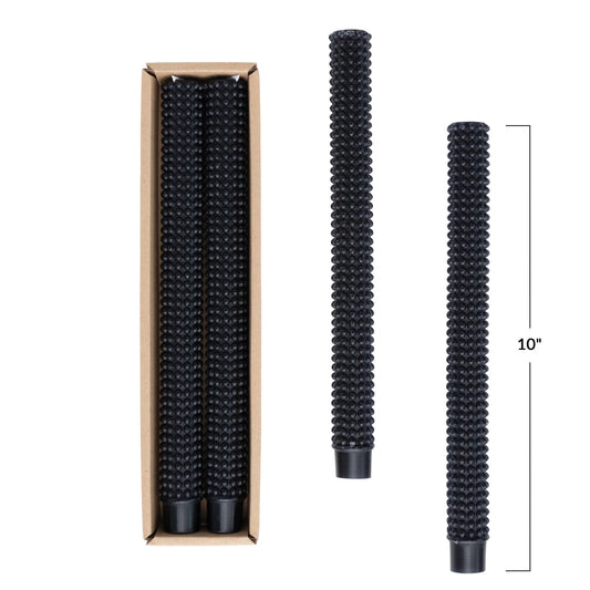 Unscented Hobnail Taper Candles, Black