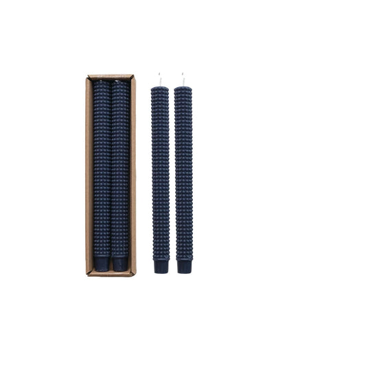 Unscented Hobnail Taper Candle, Navy