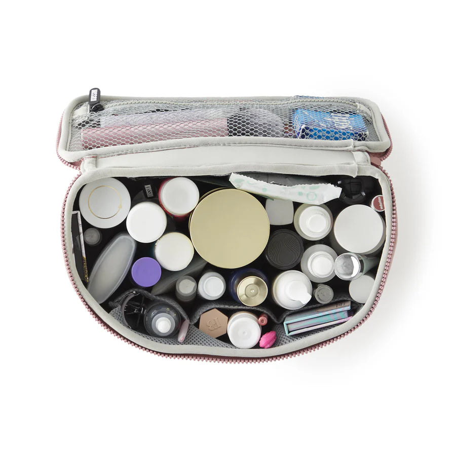 Neoprene Large Train Case Makeup Bag Mauve w/ Stone Interior