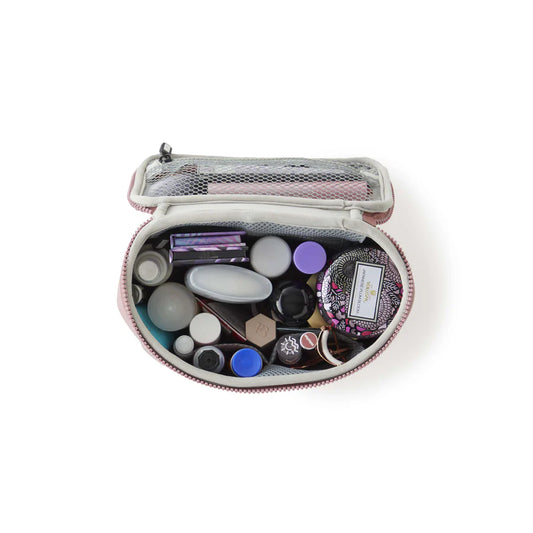 Neoprene Small Train Case Makeup Bag Mauve w/ Stone Interior