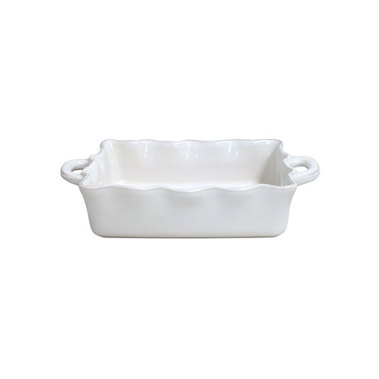 Cook & Host Med. Rectangle Ruffled Baker, White