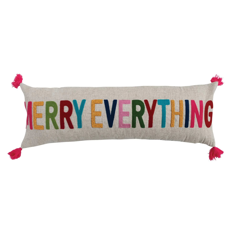 Merry Everything Lumbar Pillow with Tassels