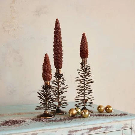 Metal Pinecone Shaped Taper Holder, 3 sizes