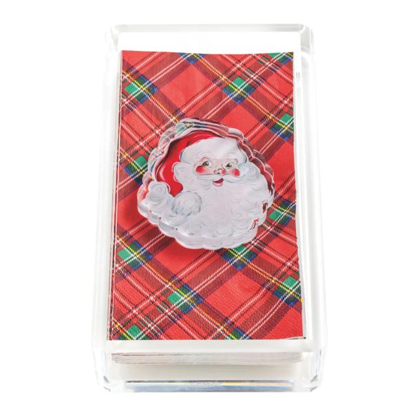 Christmas Guest Towel & Caddy Set, Santa Tartan