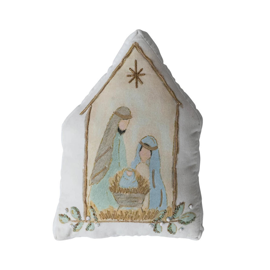 Nativity Pillow with Beads