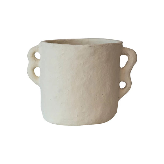 Paper Mache Vase w/ Handles, Natural