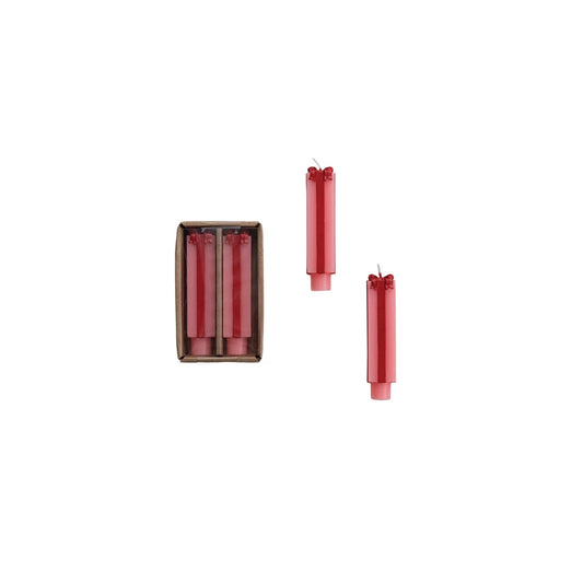 Pink/Red Gift Shaped Taper Candle, Short 4 3/4"