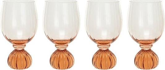 Ribbed Footed Wine Glass, Pink
