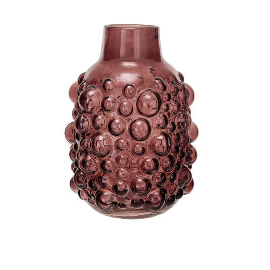 Purple Round Glass Raised Dot Vase