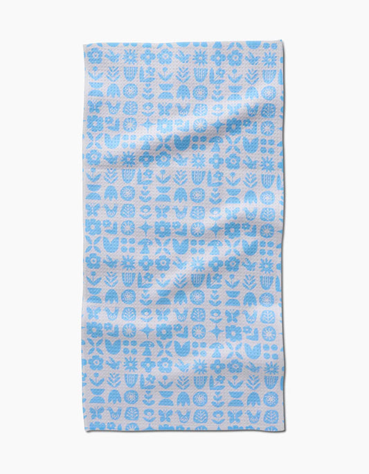 Geometry Scandi Spring Blue Bar Towel
