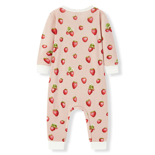 Milkbarn Cotton Zipper Pajama Strawberry