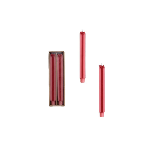Pink/Red Gift Shaped Taper Candle, Tall 10"