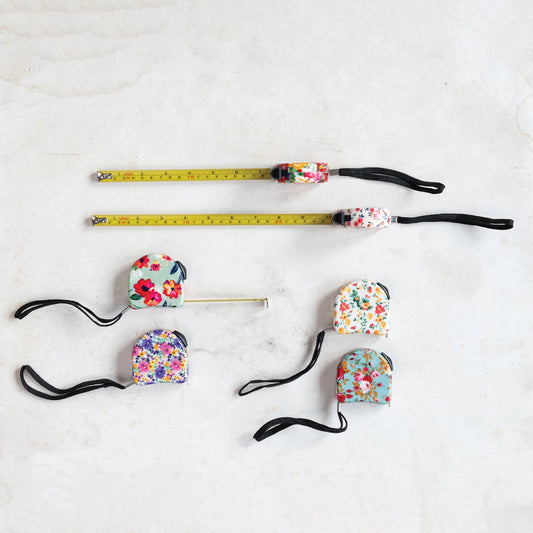 Plastic Tape Measure w/ Floral Patter & Wrist Strap, 6 styles