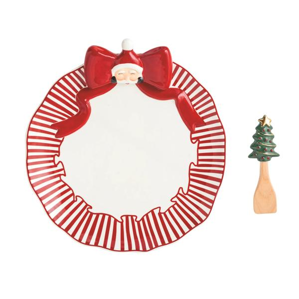 Santa Bow Cookie Plate Set