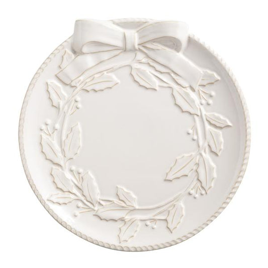 White Wreath Round Platter