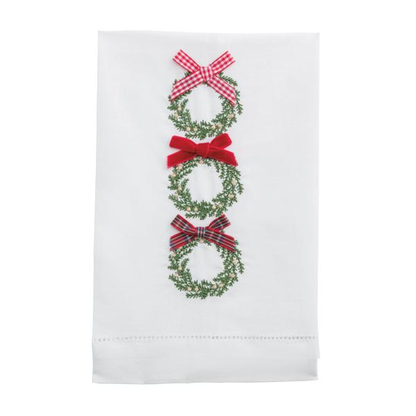 Christmas Wreath Embroidered Towel