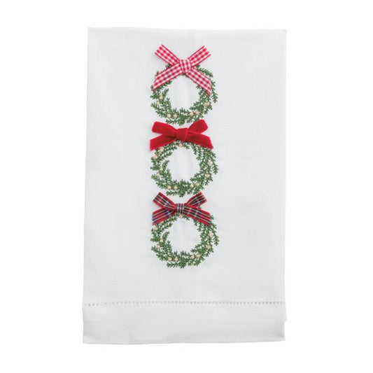 Christmas Wreath Embroidered Towel