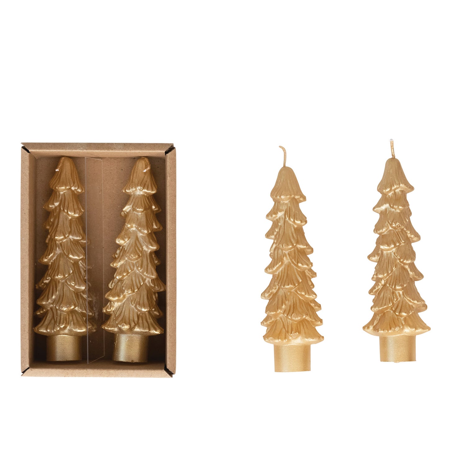 Champagne Tree Shaped Taper Candle, Short 4 3/4"