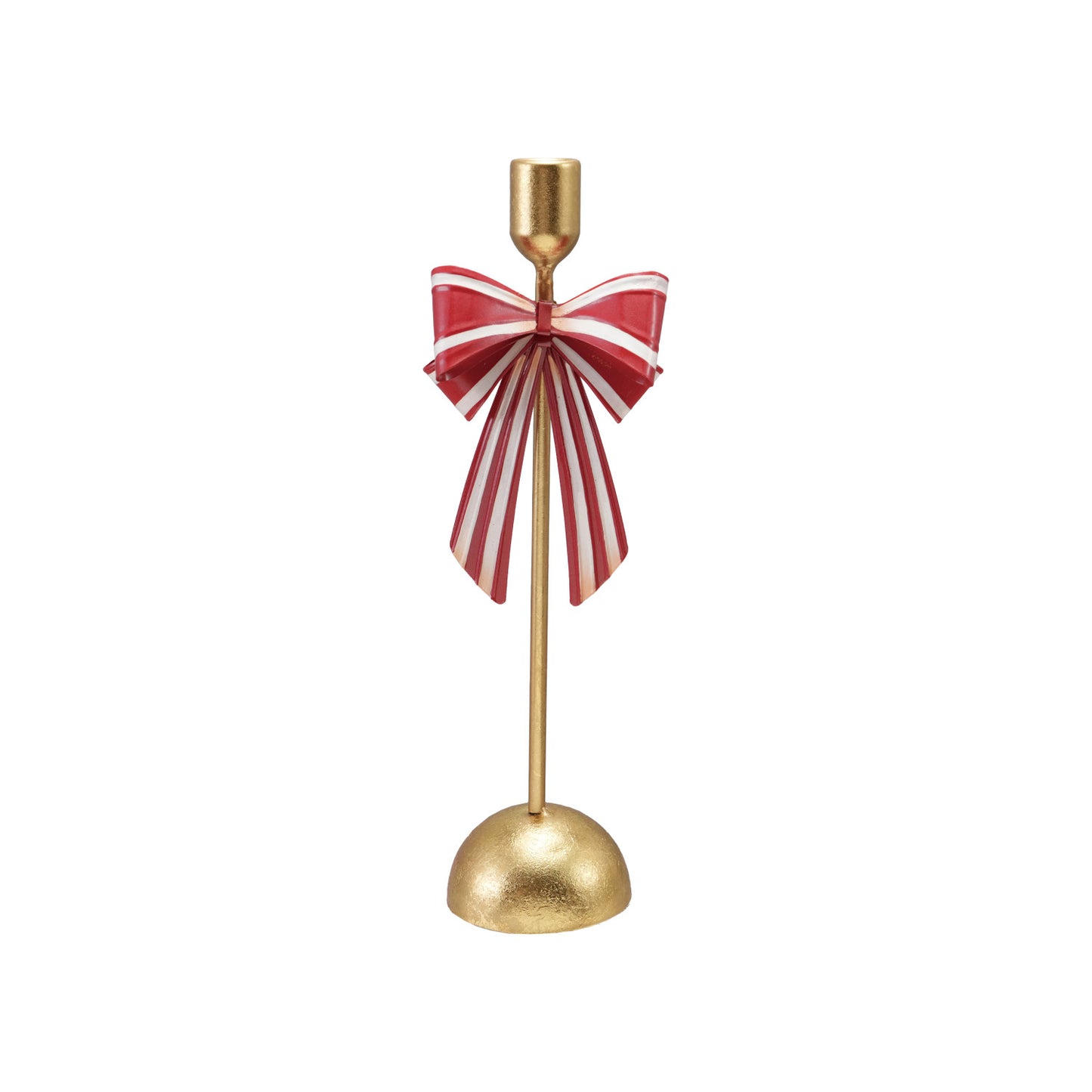 Striped Bow Metal Taper Holder, Tall 14"