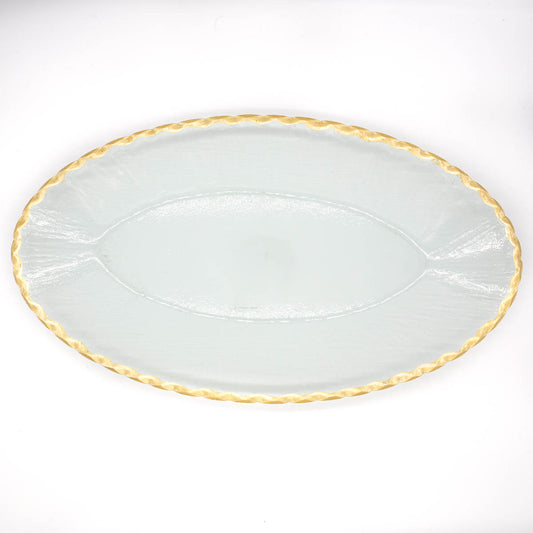 Cordova Oval Serving Tray Clear/Gold 16.5x9.5