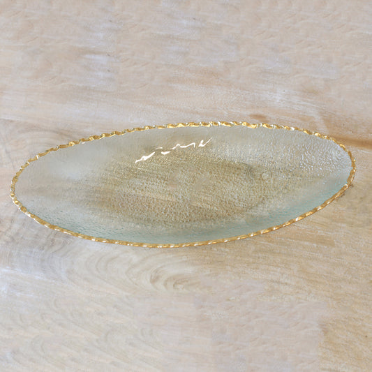 Fairbanks Oval Platter Clear/Gold 15” x 1.75” x 5.5”
