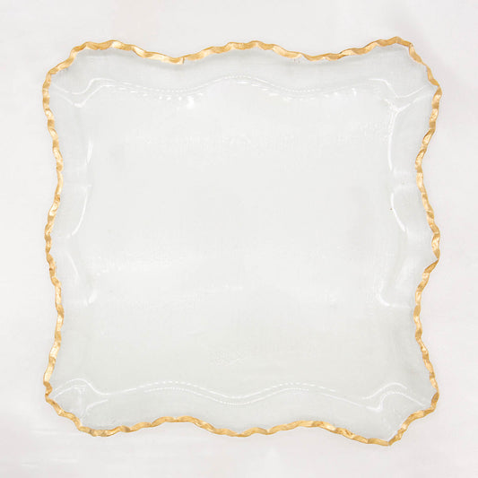 Montague Square Serving Tray Clear/Gold 12x12