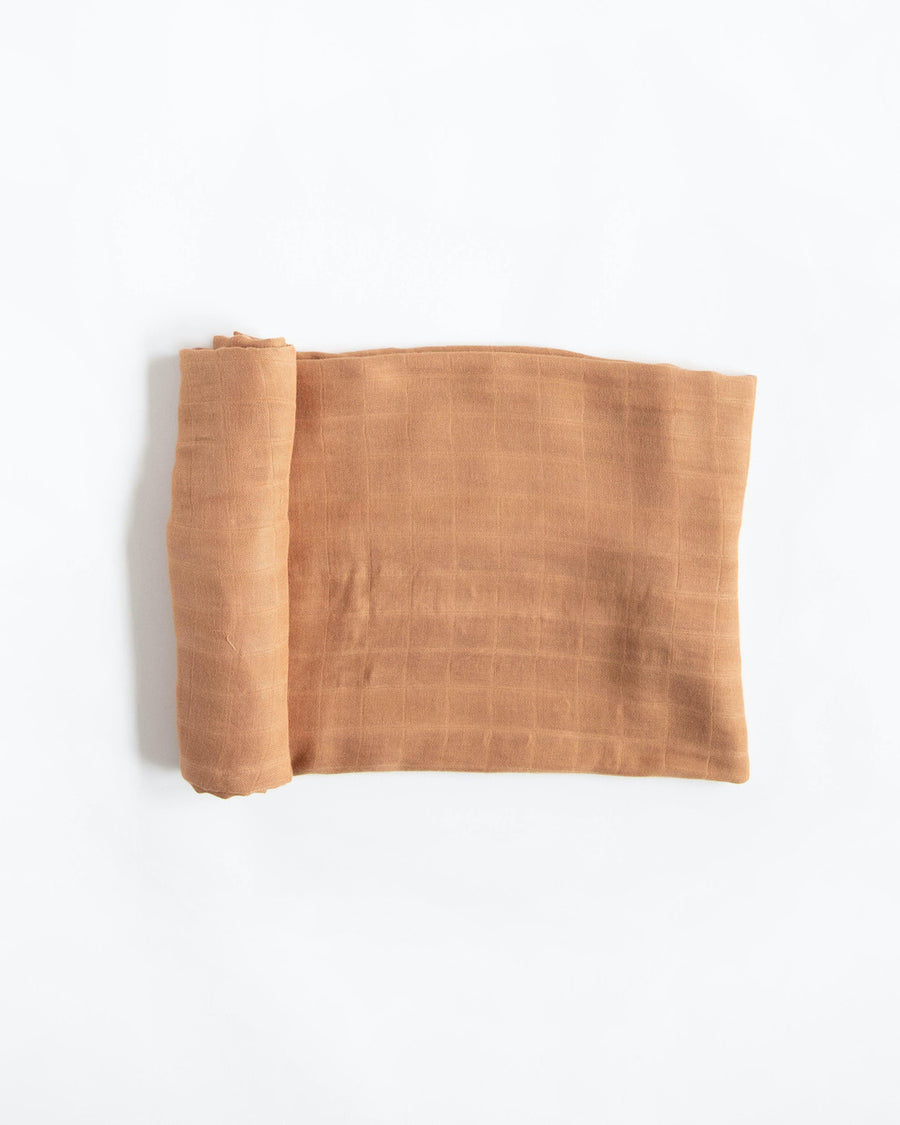 Deluxe Muslin Single Swaddle- Caramel