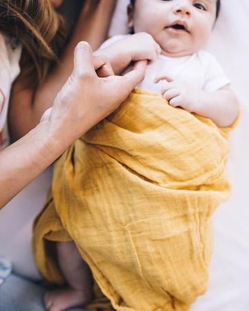 Cotton Muslin Single Swaddle - Mustard